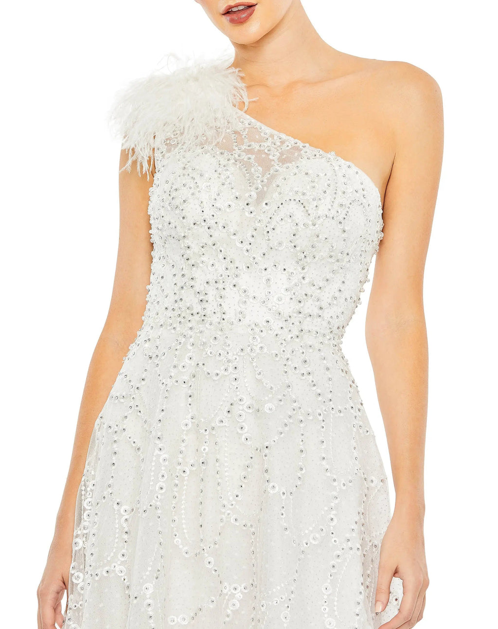 White Embellished One Shoulder A Line Gown - FINAL SALE