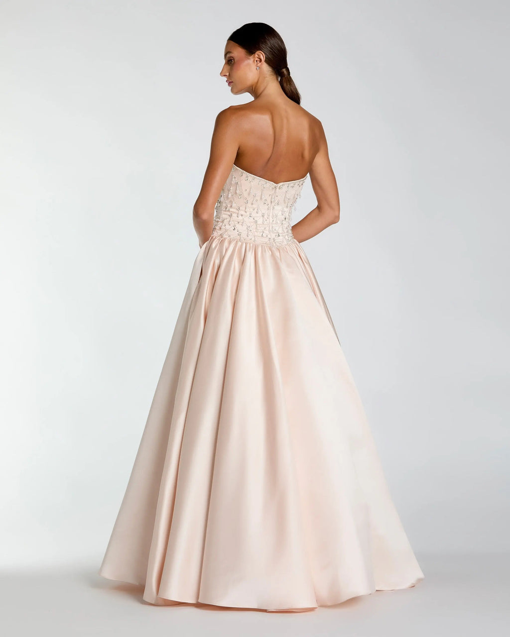 Light Pink Embellished Strapless Ball Gown