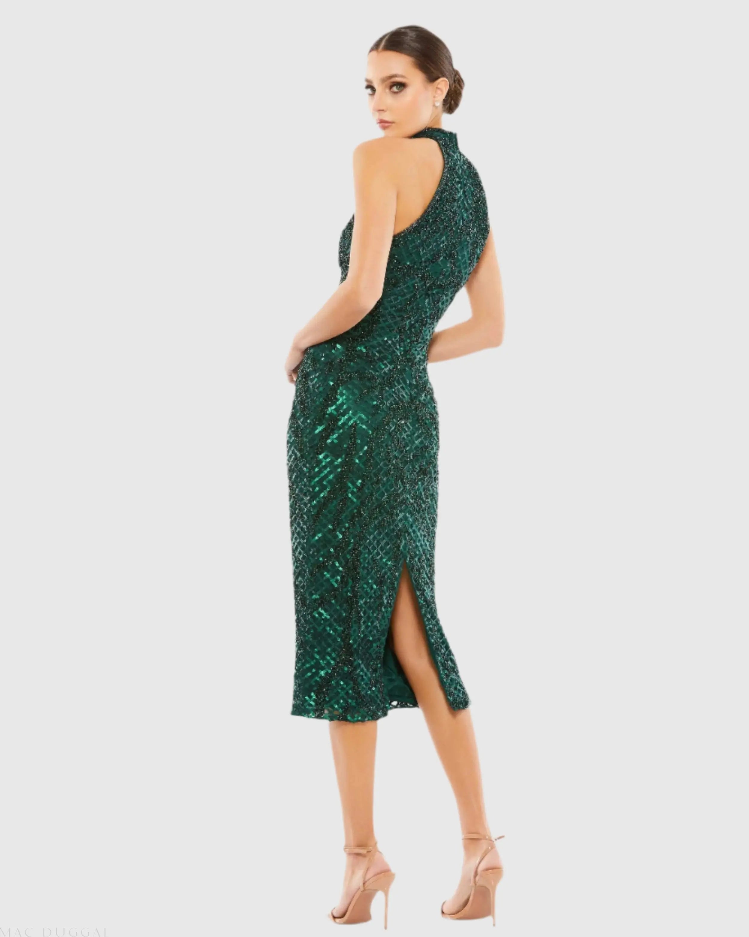 Green Embellished Halter Midi Dress - FINAL SALE