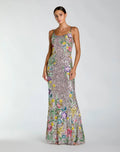 Silver Embellished Sleeveless Cowl Back Gown
